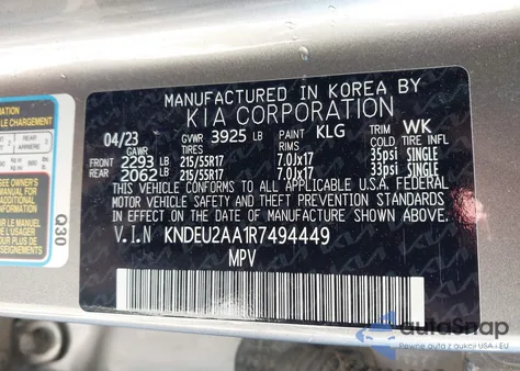 2024 Kia Seltos S from USA, damaged, VIN KNDEU2AA1R7494449